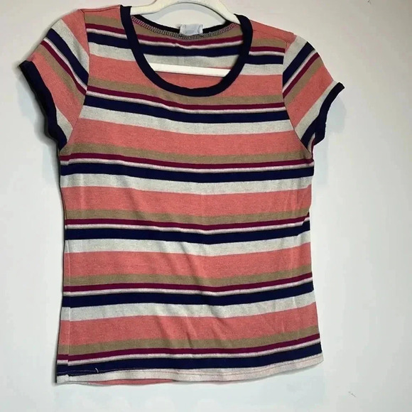 Trendy Striped Short Sleeve Top - Picture 3 of 5